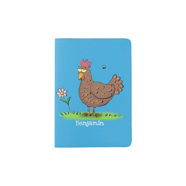 Funny chicken rustic whimsical cartoon passport holder (Front)