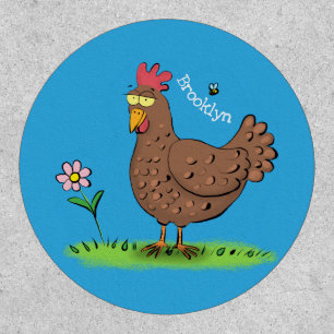 Funny chicken rustic whimsical cartoon patch