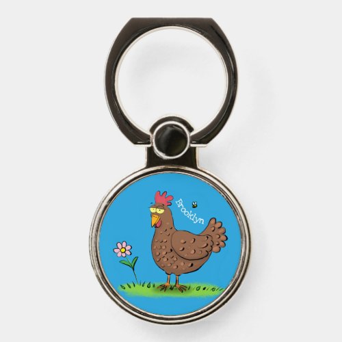 Funny chicken rustic whimsical cartoon phone ring stand