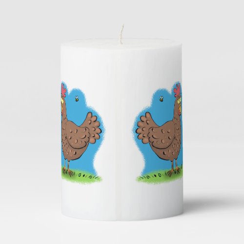 Funny chicken rustic whimsical cartoon pillar candle