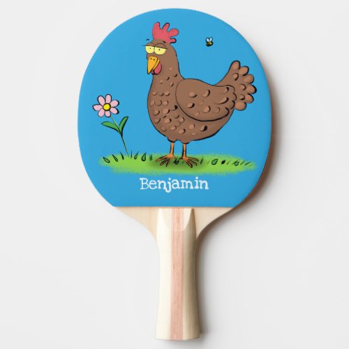 Funny chicken rustic whimsical cartoon ping pong paddle