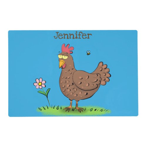 Funny chicken rustic whimsical cartoon placemat