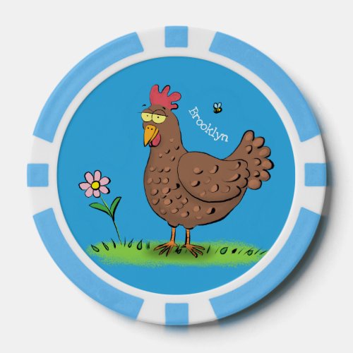 Funny chicken rustic whimsical cartoon poker chips