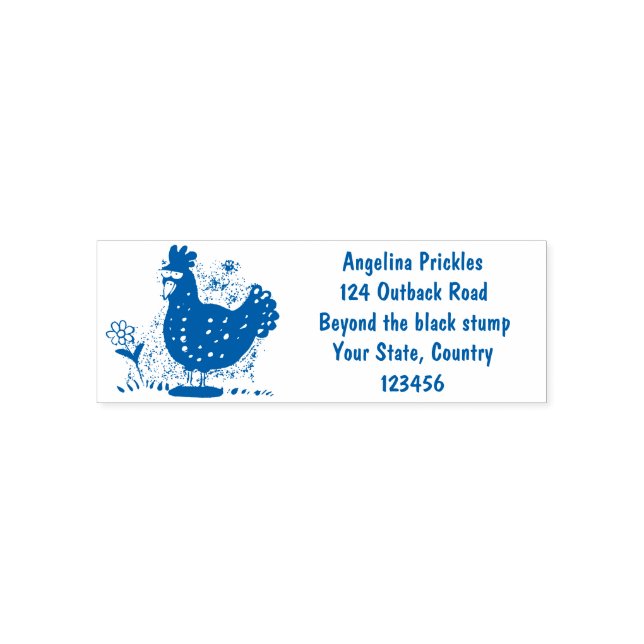 Funny chicken rustic whimsical cartoon self-inking stamp (Design)