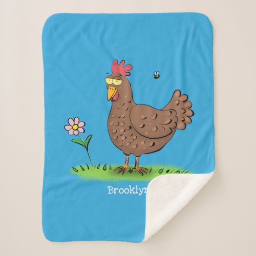 Funny chicken rustic whimsical cartoon sherpa blanket