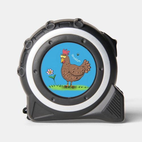 Funny chicken rustic whimsical cartoon tape measure