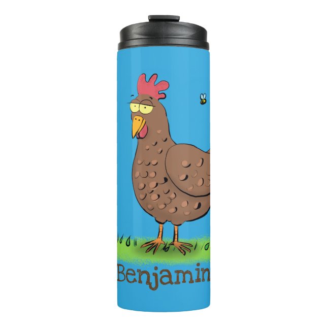 Funny chicken rustic whimsical cartoon thermal tumbler (Front)