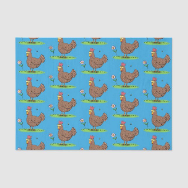 Funny chicken rustic whimsical cartoon tissue paper (Front)