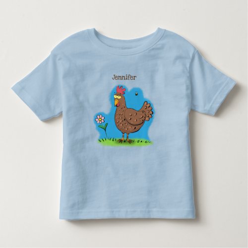 Funny chicken rustic whimsical cartoon toddler t_shirt
