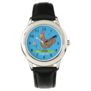 Funny chicken rustic whimsical cartoon  watch