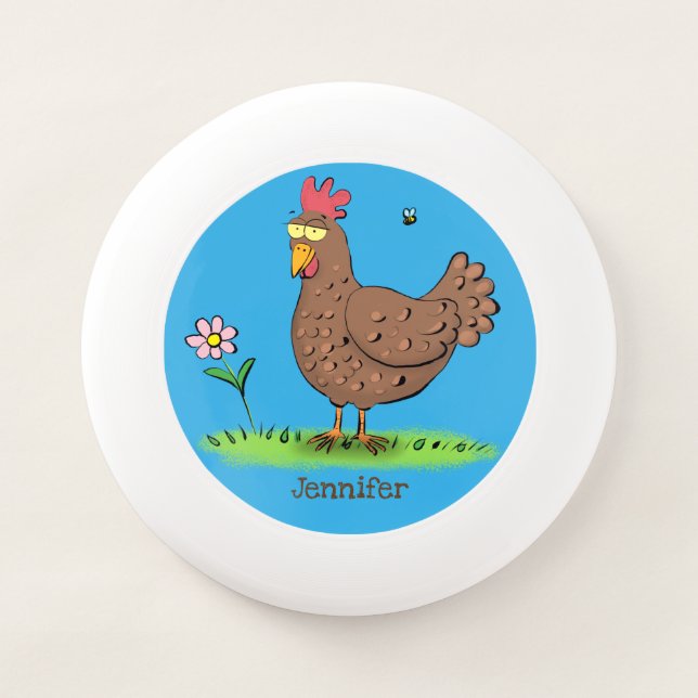Funny chicken rustic whimsical cartoon Wham-O frisbee (Front)