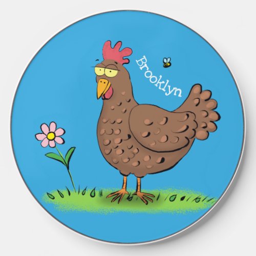 Funny chicken rustic whimsical cartoon wireless charger 