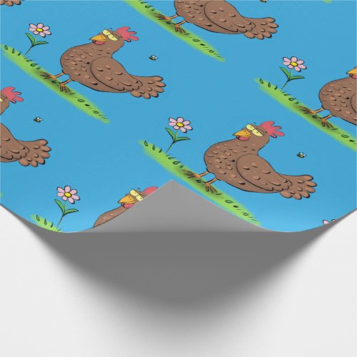 Funny chicken rustic whimsical cartoon wrapping paper