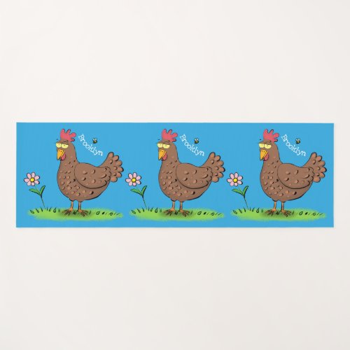 Funny chicken rustic whimsical cartoon yoga mat