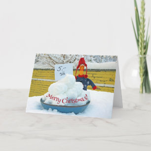 Funny Chicken Selling Snowballs Greeting Card! Letterpress Thank You Card