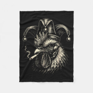 Funny chicken smoking cigarette meme rooster jeste fleece blanket