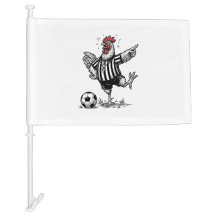 Funny Chicken Soccer Vintage Engraving Shirt_1 Car Flag