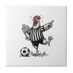 Funny Chicken Soccer Vintage Engraving Shirt_1 Ceramic Tile
