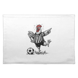 Funny Chicken Soccer Vintage Engraving Shirt_1 Cloth Placemat