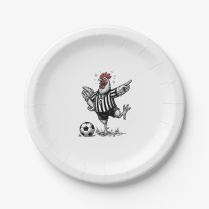 Funny Chicken Soccer Vintage Engraving Shirt_1 Paper Plates