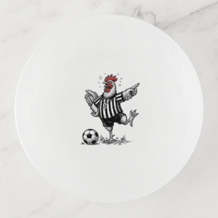 Funny Chicken Soccer Vintage Engraving Shirt_1 Trinket Tray