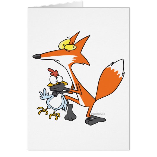 funny chicken stealing stealer fox cards (Front)