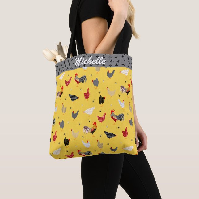 Funny Chicken Tote Bag (Close Up)