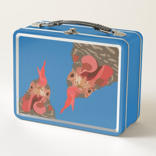 Funny Chicken Upside Down Metal Lunch Box (Front)