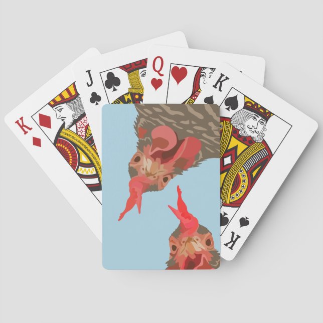 Funny Chicken Upside Down Poker Cards (Back)