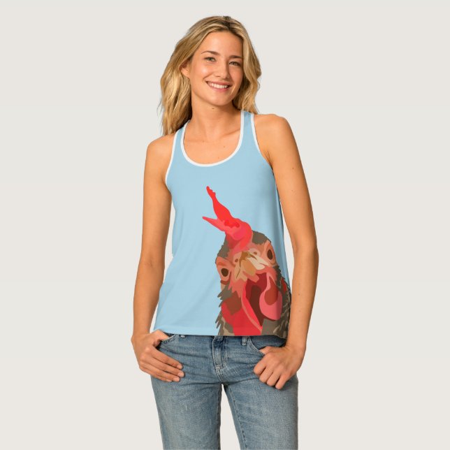 Funny Chicken Upside Down Tank Top (Front Full)