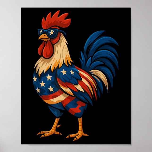 Funny Chicken Usa Flag Patriotic Chicken Lover 4th Poster (Front)