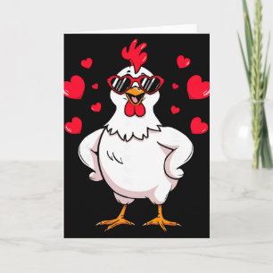 Funny Chicken Valentine Heart Sungles Humor For Co Card