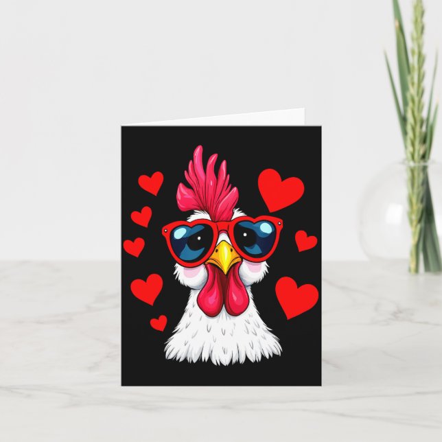 Funny Chicken Valentines Day Heart Chicken Couple  Card (Front)