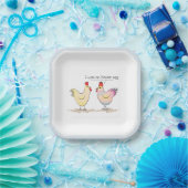 Funny Chicken was an Easter Egg Blue Square Paper Plates (Party)