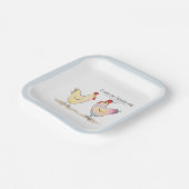 Funny Chicken was an Easter Egg Blue Square Paper Plates (Angled)