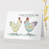 Funny Chicken was an Easter Egg Folded Greeting Card (Yellow Flower)