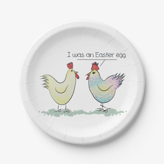 Funny Chicken was an Easter Egg Paper Plates (Front)