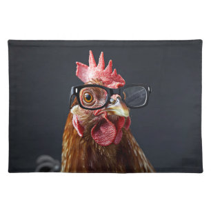 Funny Chicken Wearing Glasses Cloth Placemat