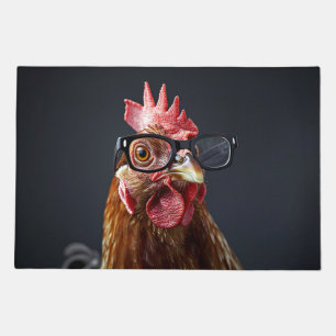 Funny Chicken Wearing Glasses Doormat