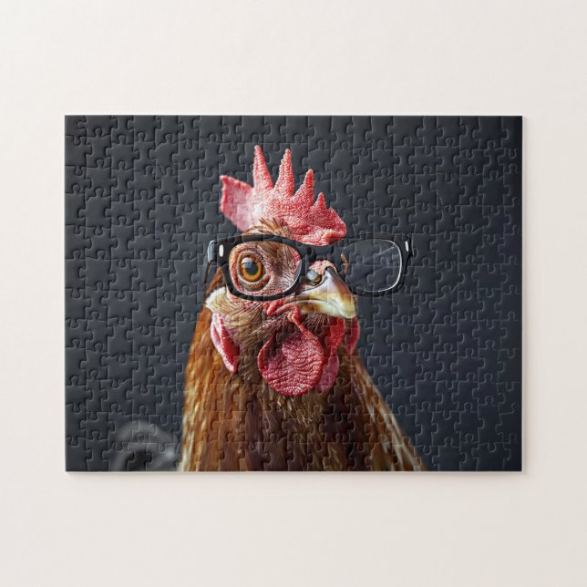 Funny Chicken Wearing Glasses Jigsaw Puzzle (Horizontal)
