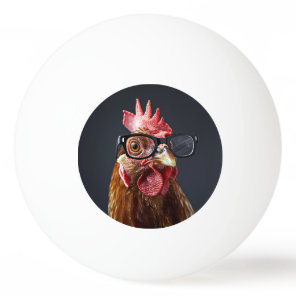 Funny Chicken Wearing Glasses Ping Pong Ball