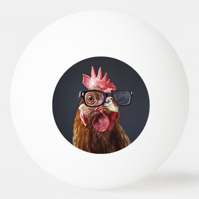 Funny Chicken Wearing Glasses Ping Pong Ball (Front)