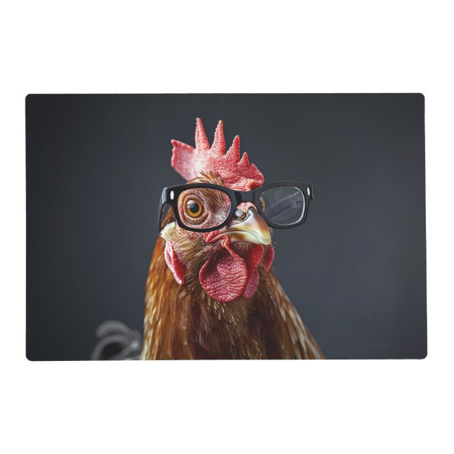 Funny Chicken Wearing Glasses Placemat (Front)