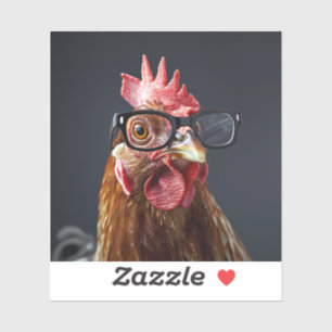 Funny Chicken Wearing Glasses Sticker