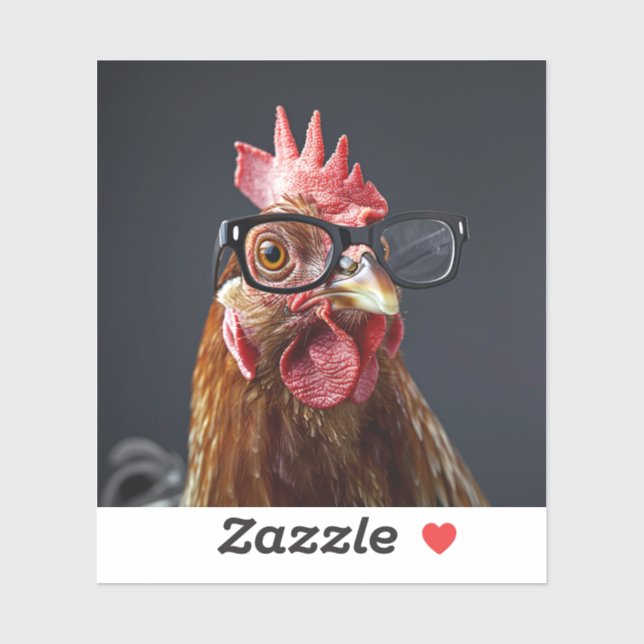 Funny Chicken Wearing Glasses Sticker (Sheet)