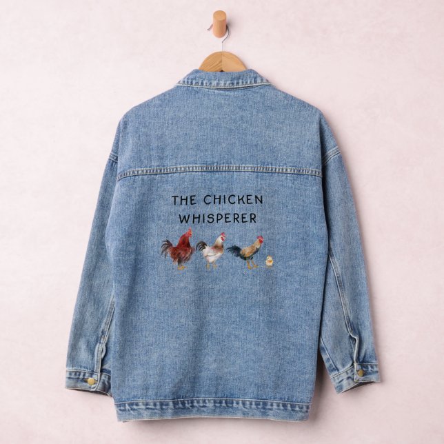 Funny Chicken Whisperer Farm Owner Denim Jacket (Hangar)