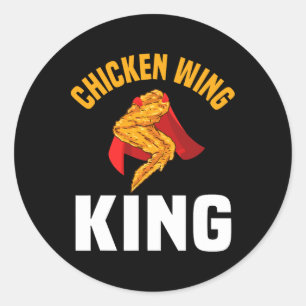 Funny Chicken Wing King Design Fast Food Men Classic Round Sticker