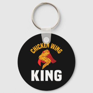 Funny Chicken Wing King Design Fast Food Men Keychain