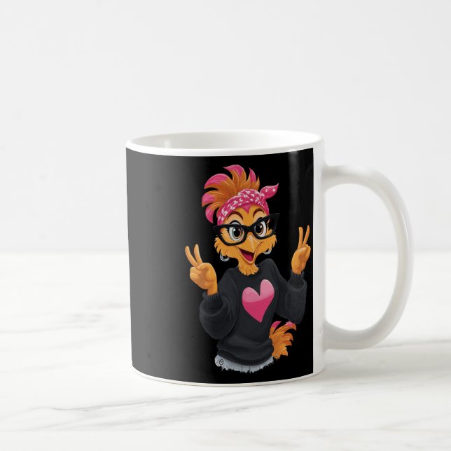 Funny Chicken With Gles Peace Sign Crazy Chicken L Coffee Mug (Right)