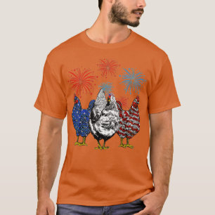 Funny Chickens American Flag Patriotic Farmer 4th  T-Shirt